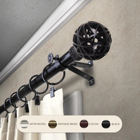 Central Design 0.8125 in. Arabella Curtain Rod with 48 to 84 in. Extension, Black 4888-482